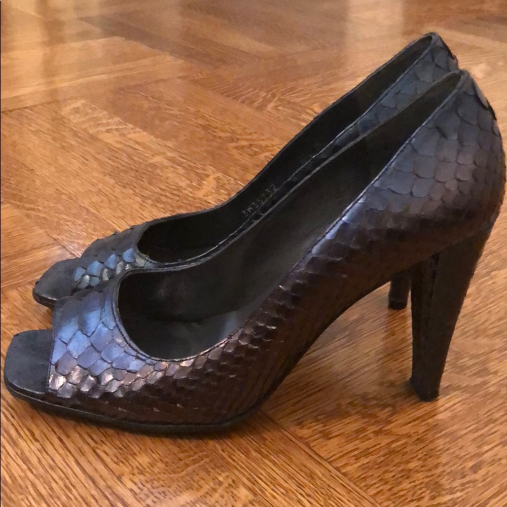 Stuart Weitzman Python Open Toe Heels - image 2